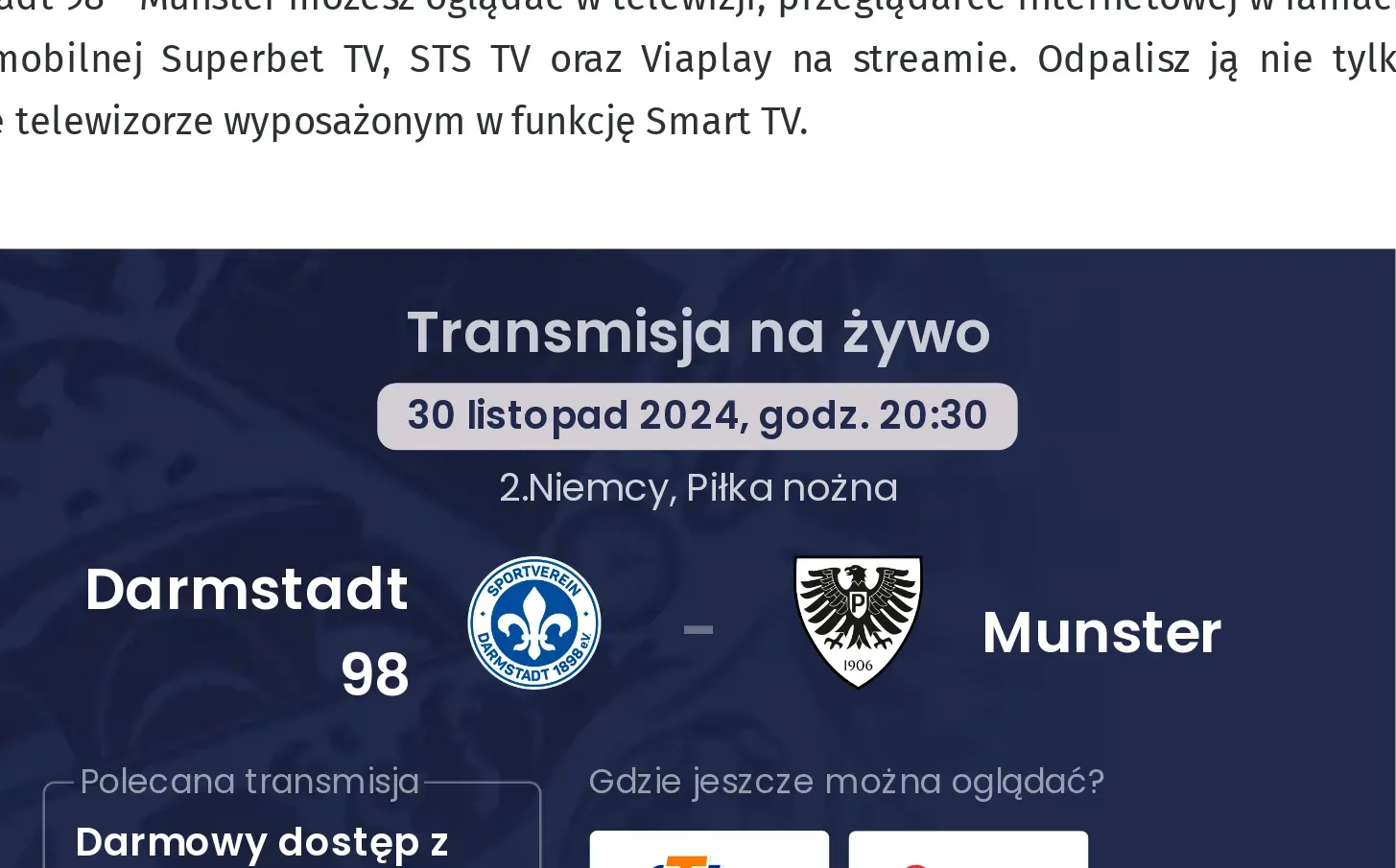 Darmstadt 98 - Munster transmisja na żywo