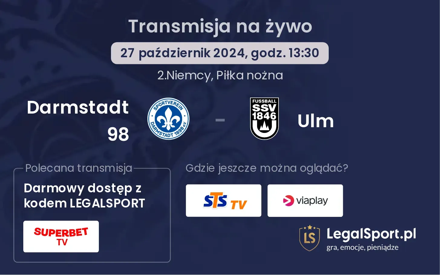 Darmstadt 98 - Ulm transmisja na żywo