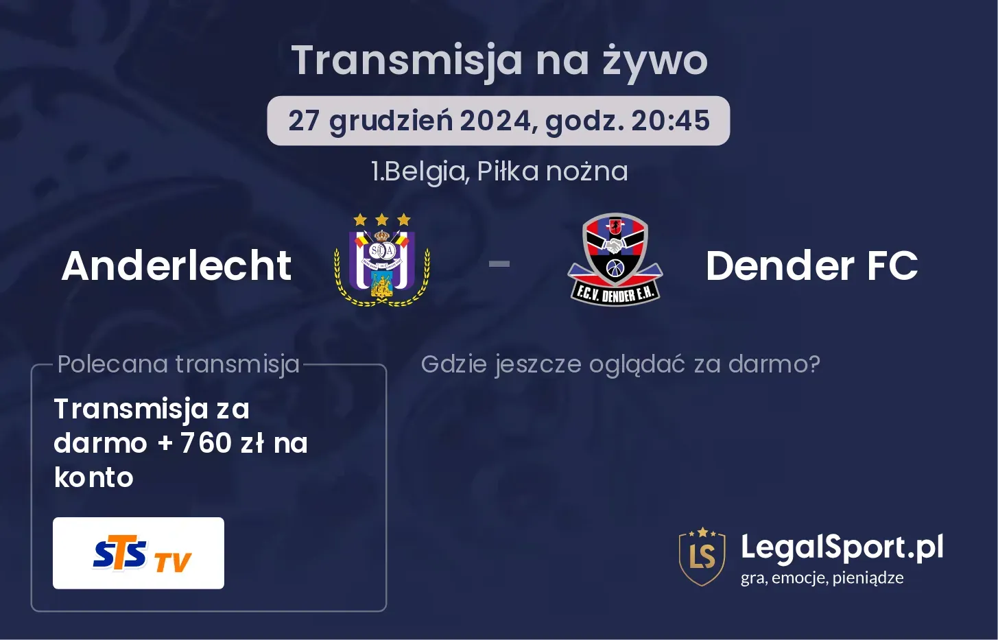 Anderlecht - Dender FC gdzie oglądać transmisję?