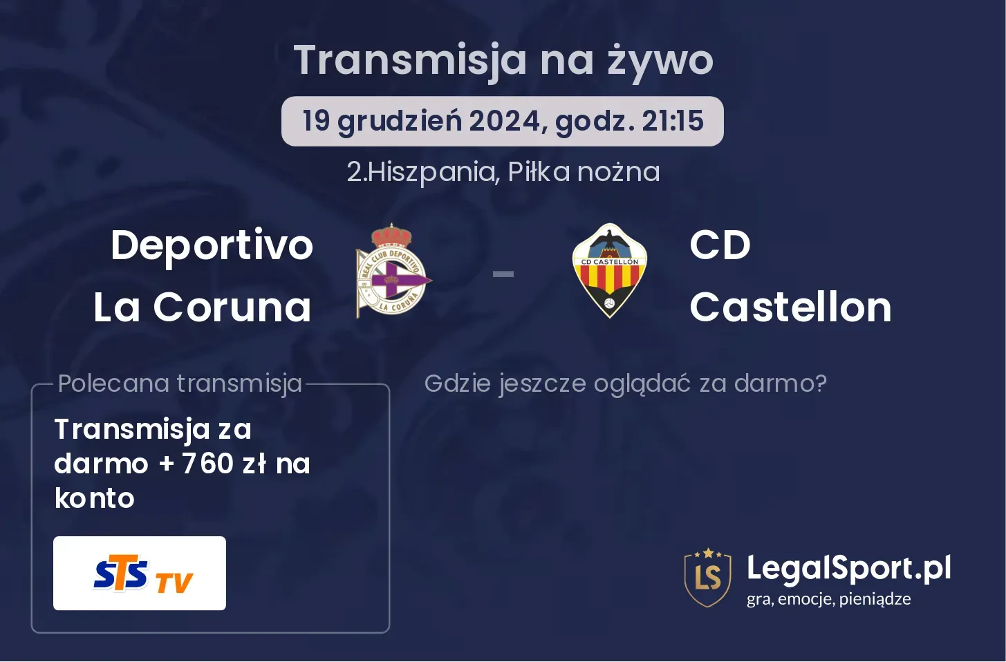 Deportivo La Coruna - CD Castellon transmisja na żywo