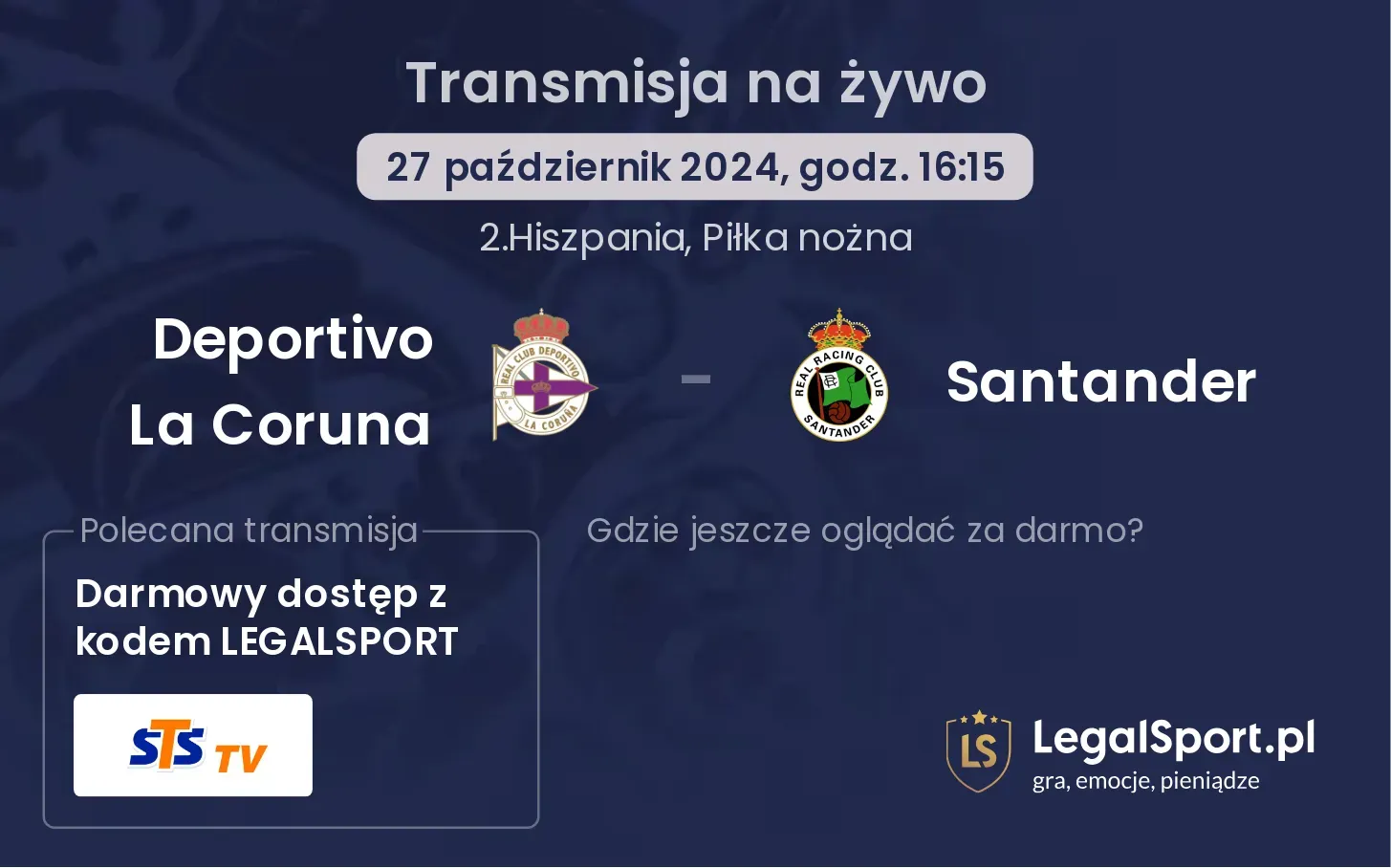 Deportivo La Coruna - Santander gdzie oglądać? 27.10, godz. 16:15