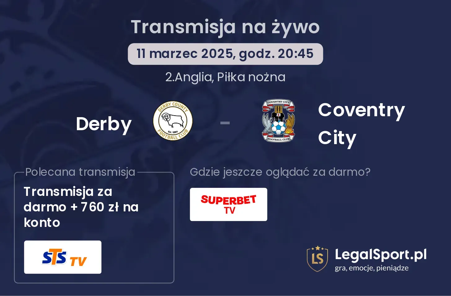 Derby - Coventry City transmisja na żywo