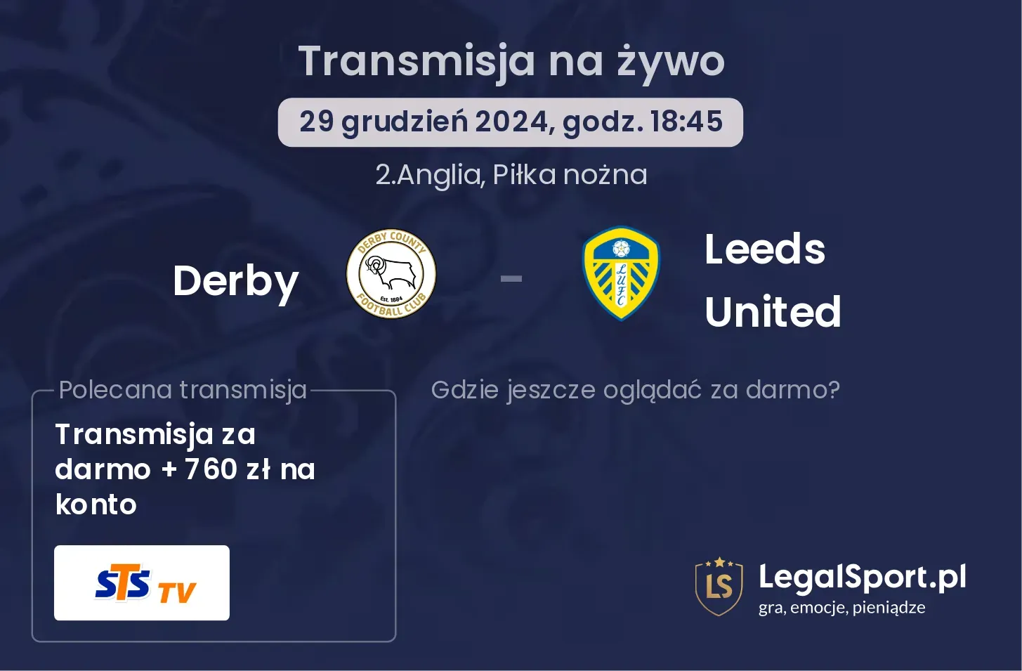 Derby - Leeds United transmisja na żywo