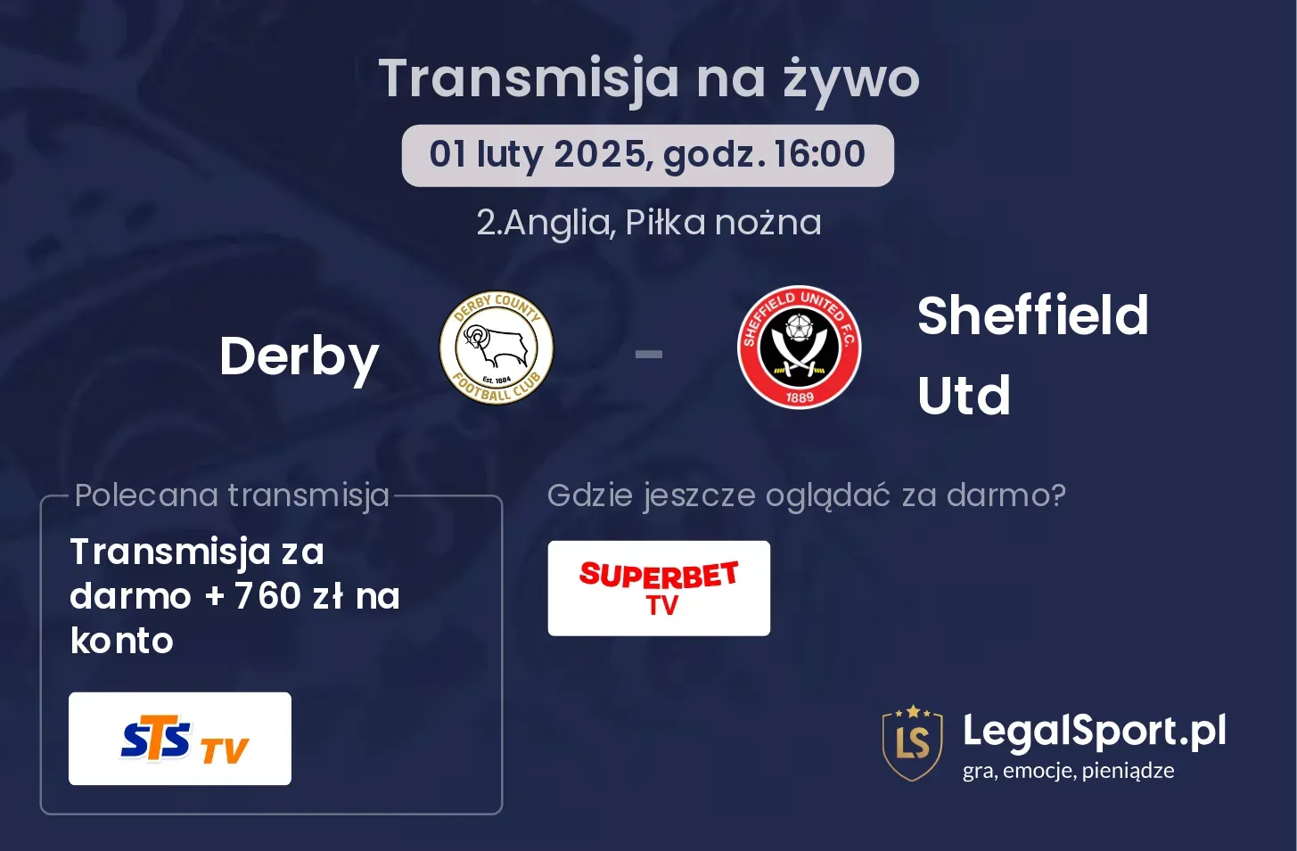 Derby - Sheffield Utd transmisja na żywo