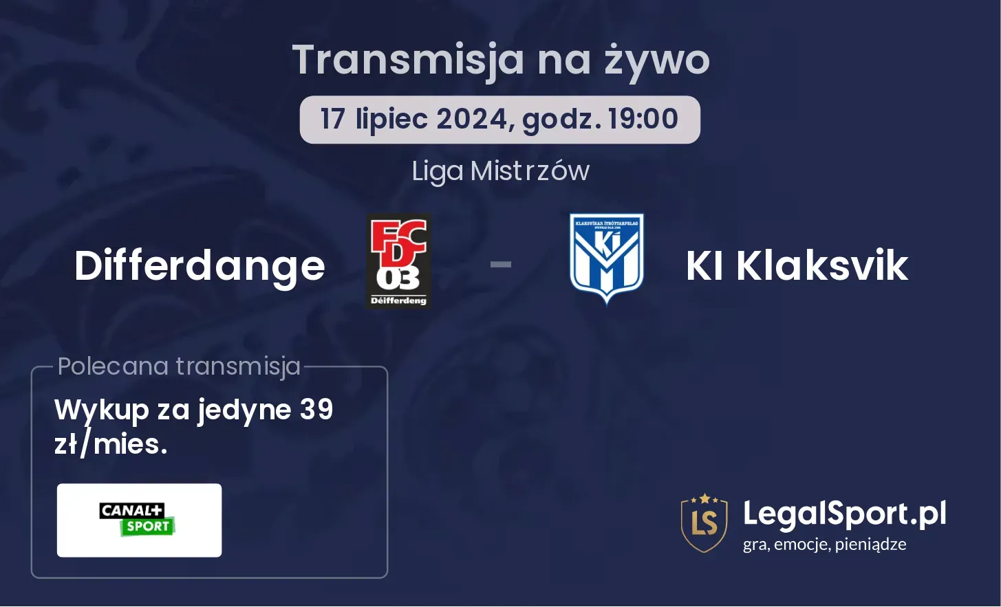 Differdange - KI Klaksvik transmisja na żywo