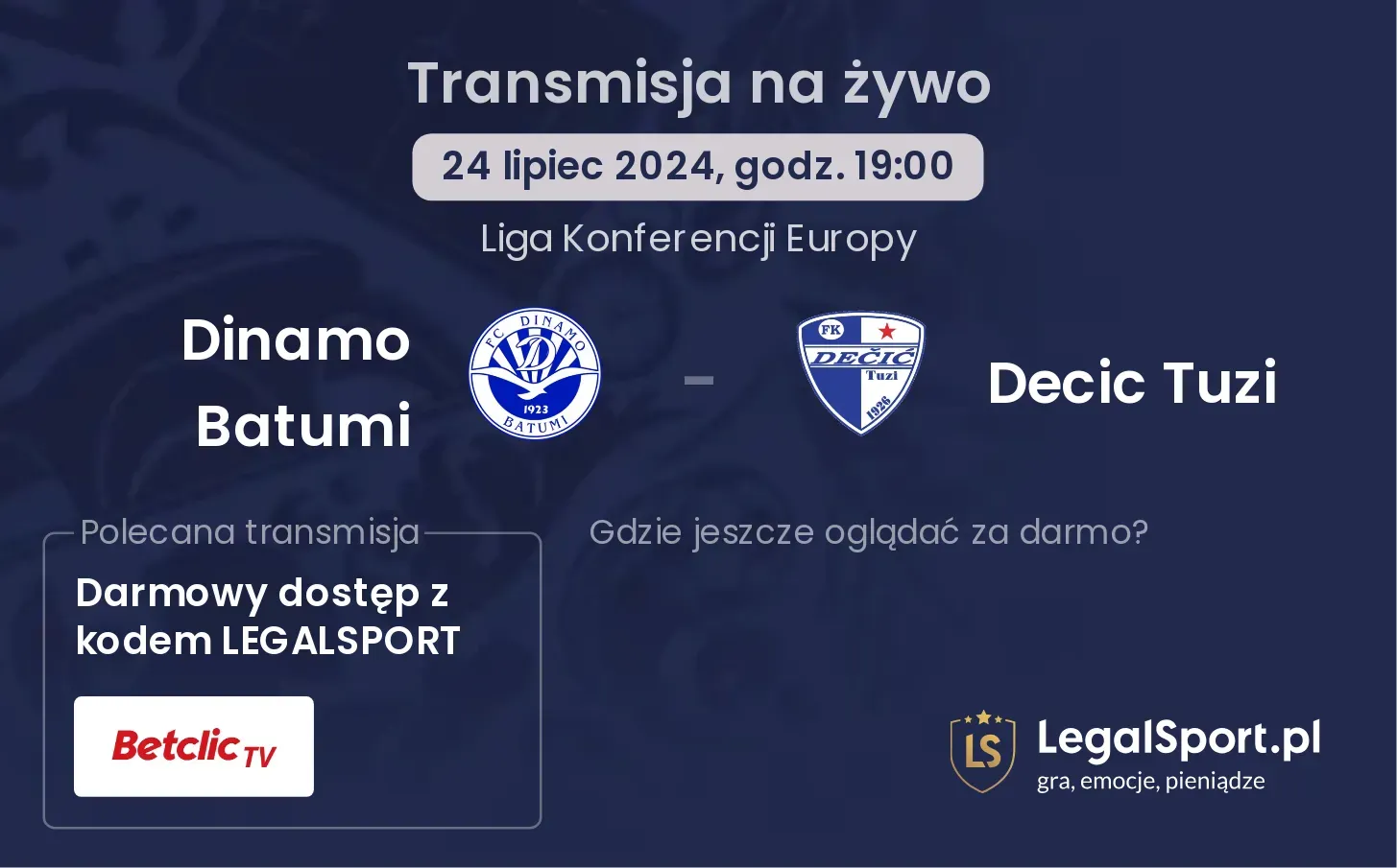 Dinamo Batumi - Decic Tuzi transmisja na żywo