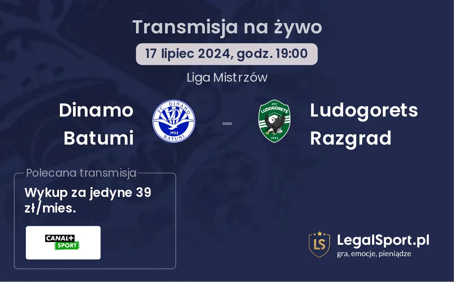 Dinamo Batumi - Ludogorets Razgrad transmisja na żywo