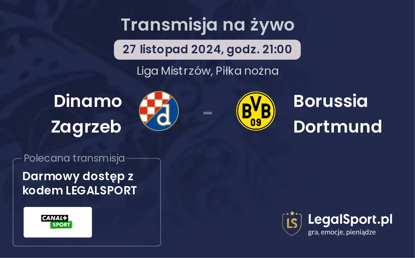 Dinamo Zagrzeb - Borussia Dortmund transmisja na żywo