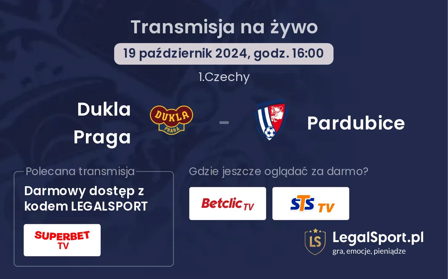 Dukla Praga - Pardubice transmisja na żywo