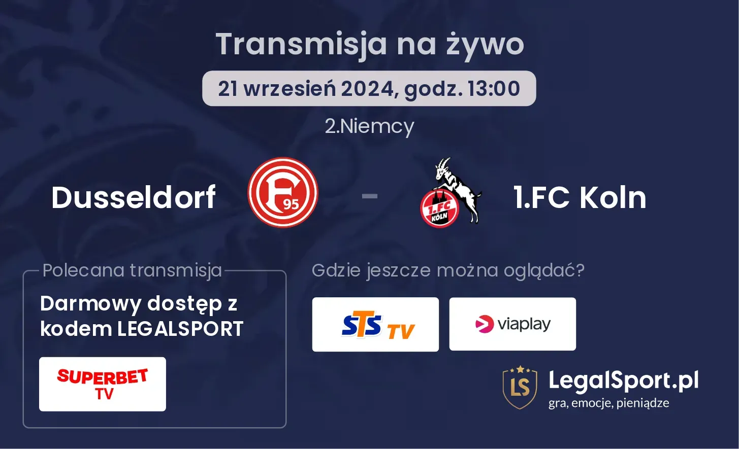 Dusseldorf - 1.FC Koln gdzie oglądać? 21.09, godz. 13:00