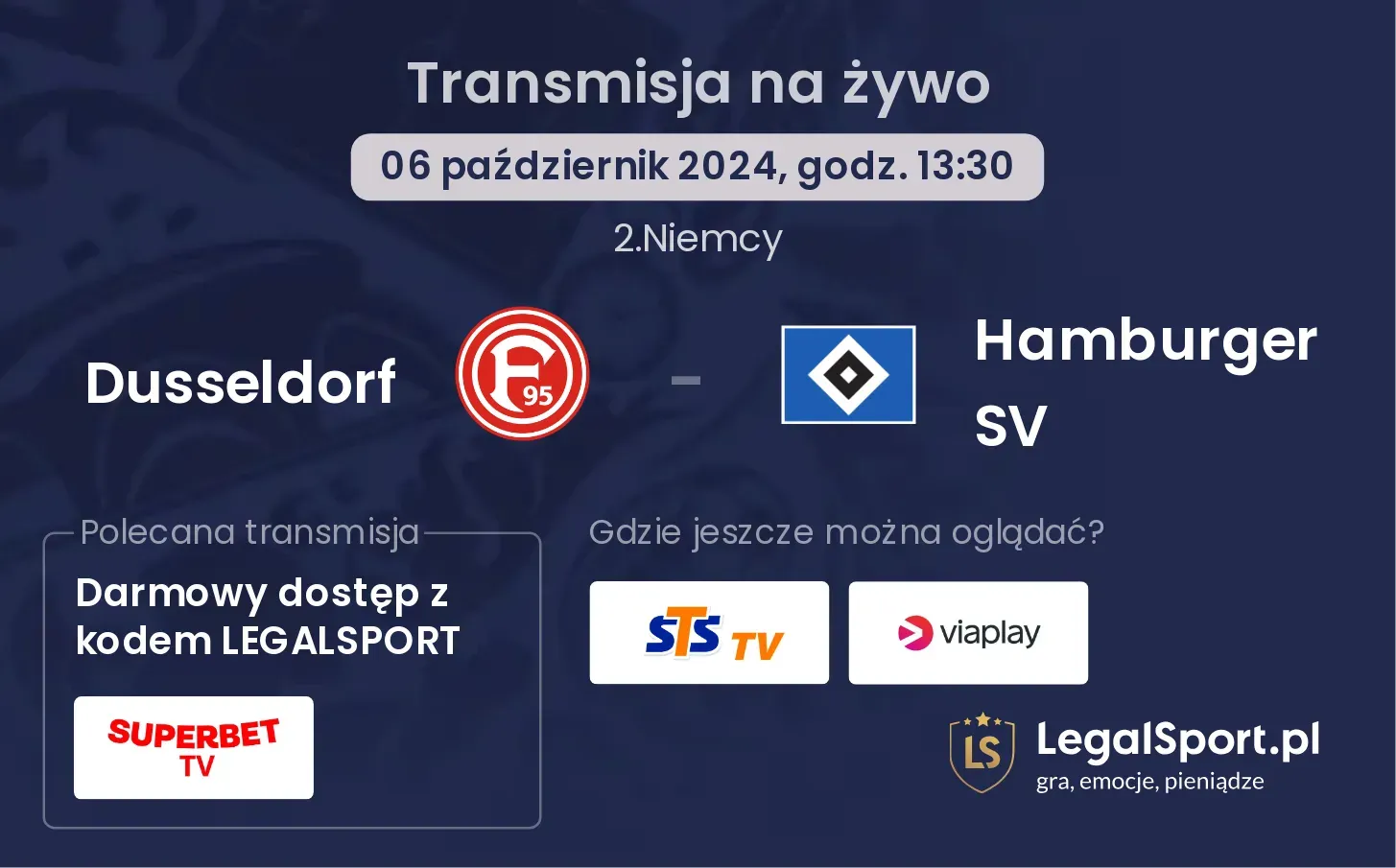 Dusseldorf - Hamburger SV gdzie oglądać? 06.10, godz. 13:30