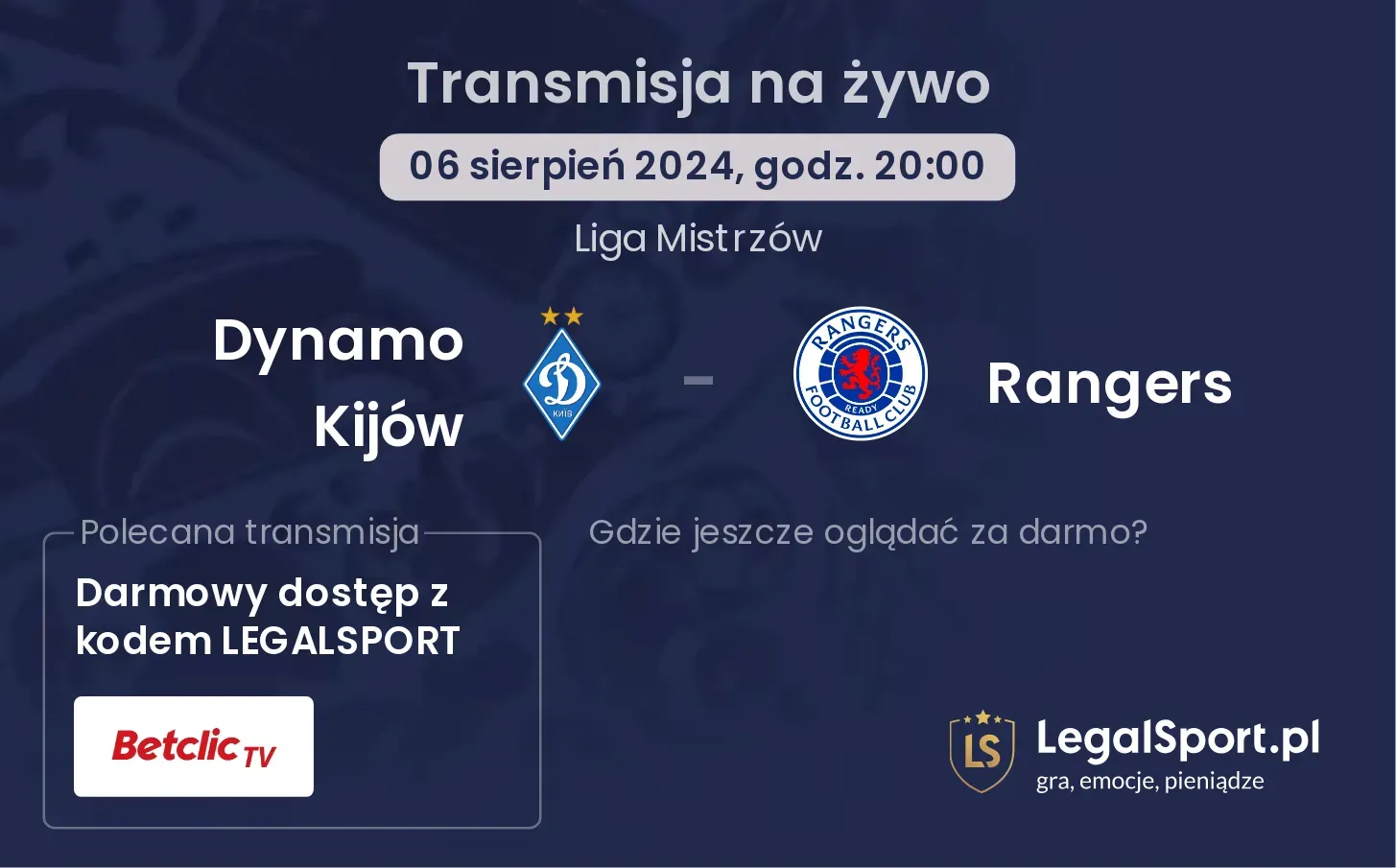 Dynamo Kijów - Rangers transmisja na żywo