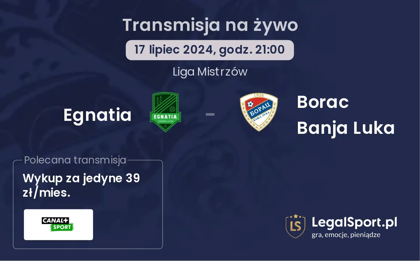 Egnatia - Borac Banja Luka transmisja na żywo