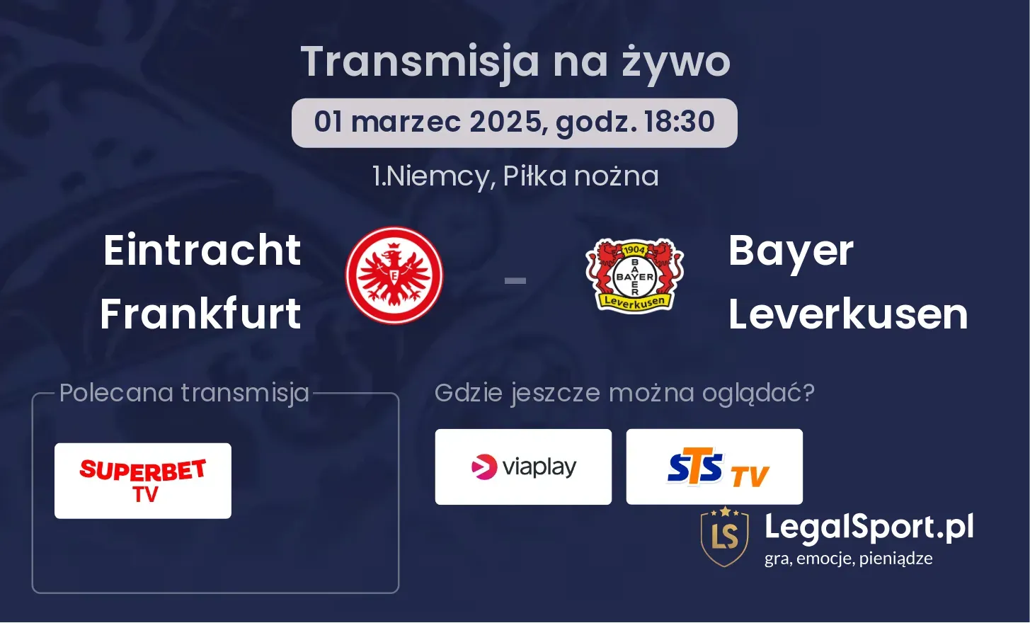 Eintracht Frankfurt - Bayer Leverkusen transmisja na żywo