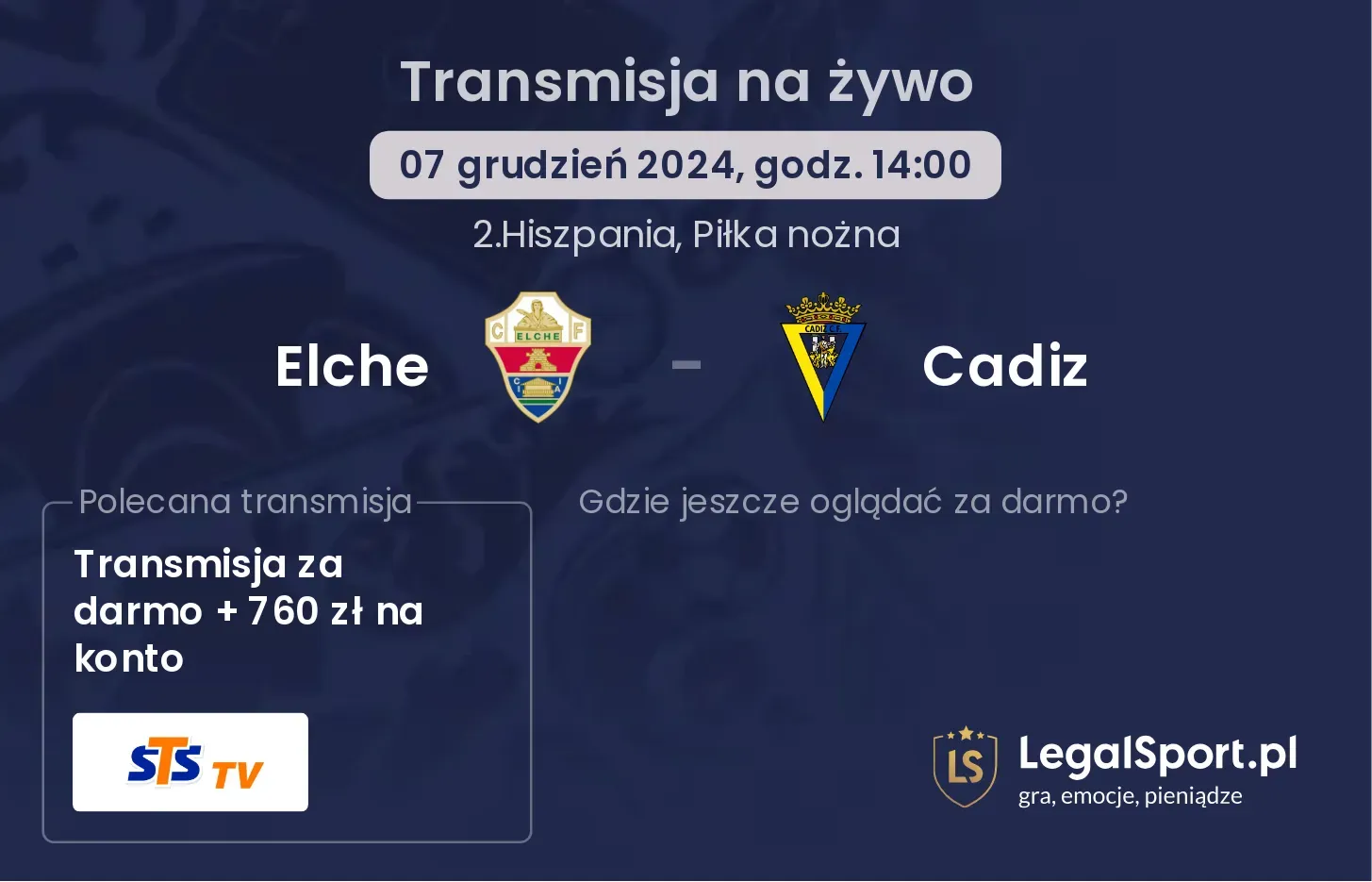 Elche - Cadiz gdzie oglądać?