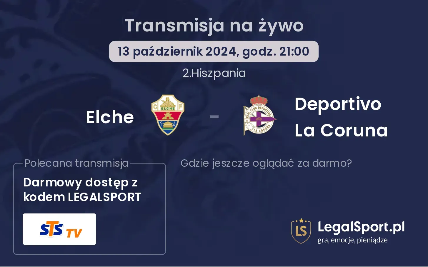 Elche - Deportivo La Coruna gdzie oglądać? 13.10, godz. 21:00