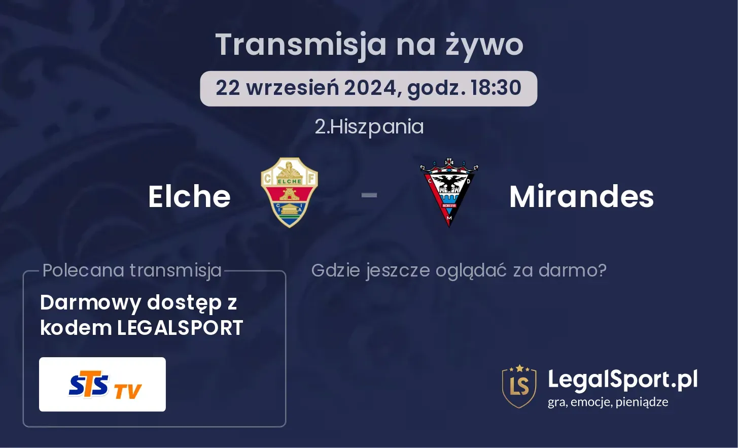 Elche - Mirandes transmisja na żywo