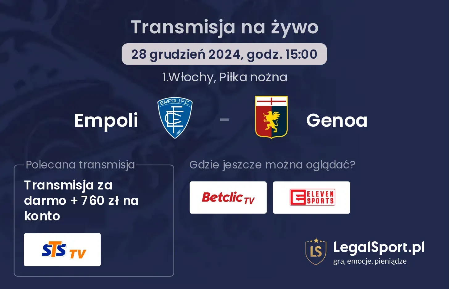 Empoli - Genoa transmisja na żywo