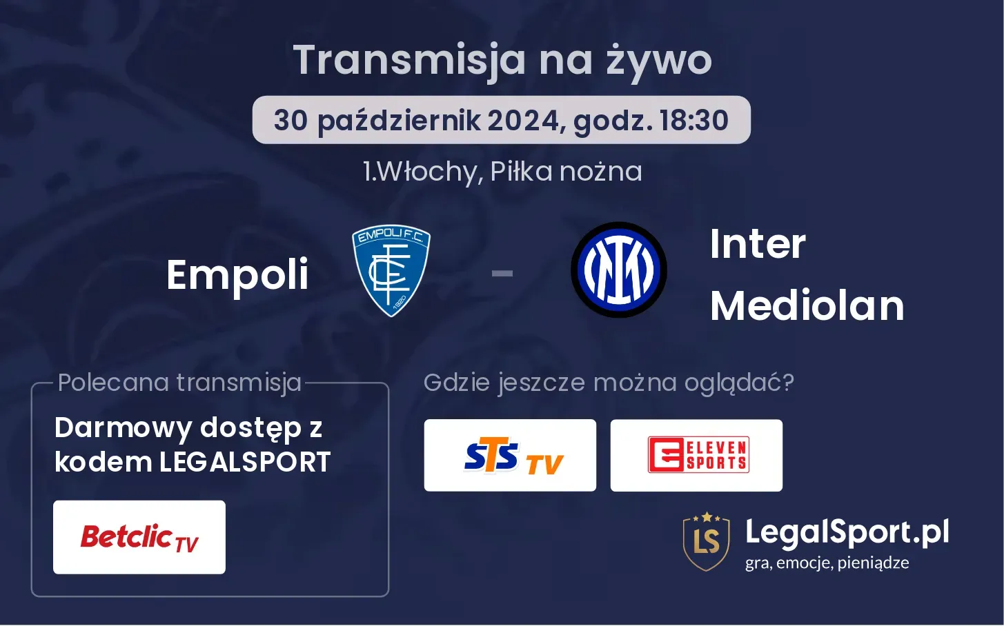 Empoli - Inter Mediolan transmisja na żywo