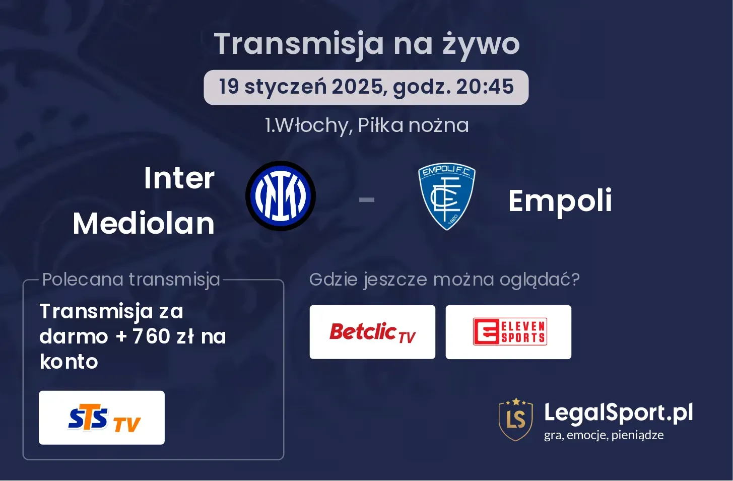 Inter Mediolan - Empoli gdzie oglądać?