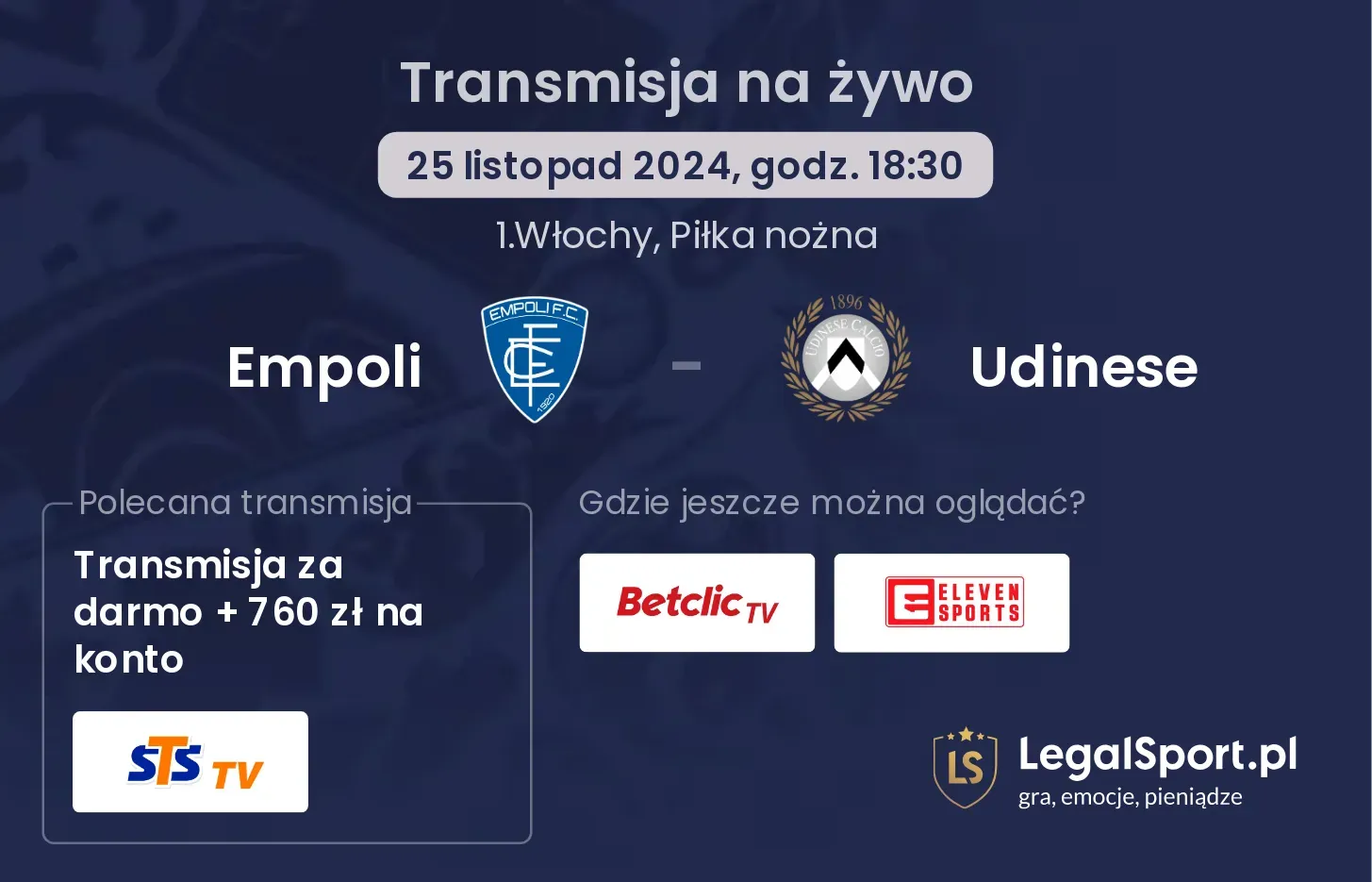 Empoli - Udinese transmisja na żywo