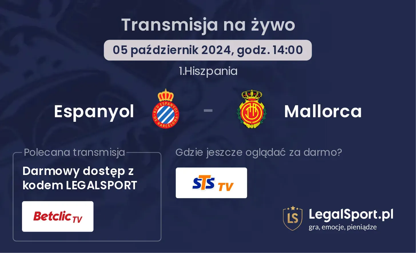 Espanyol - Mallorca gdzie oglądać? 05.10, godz. 14:00