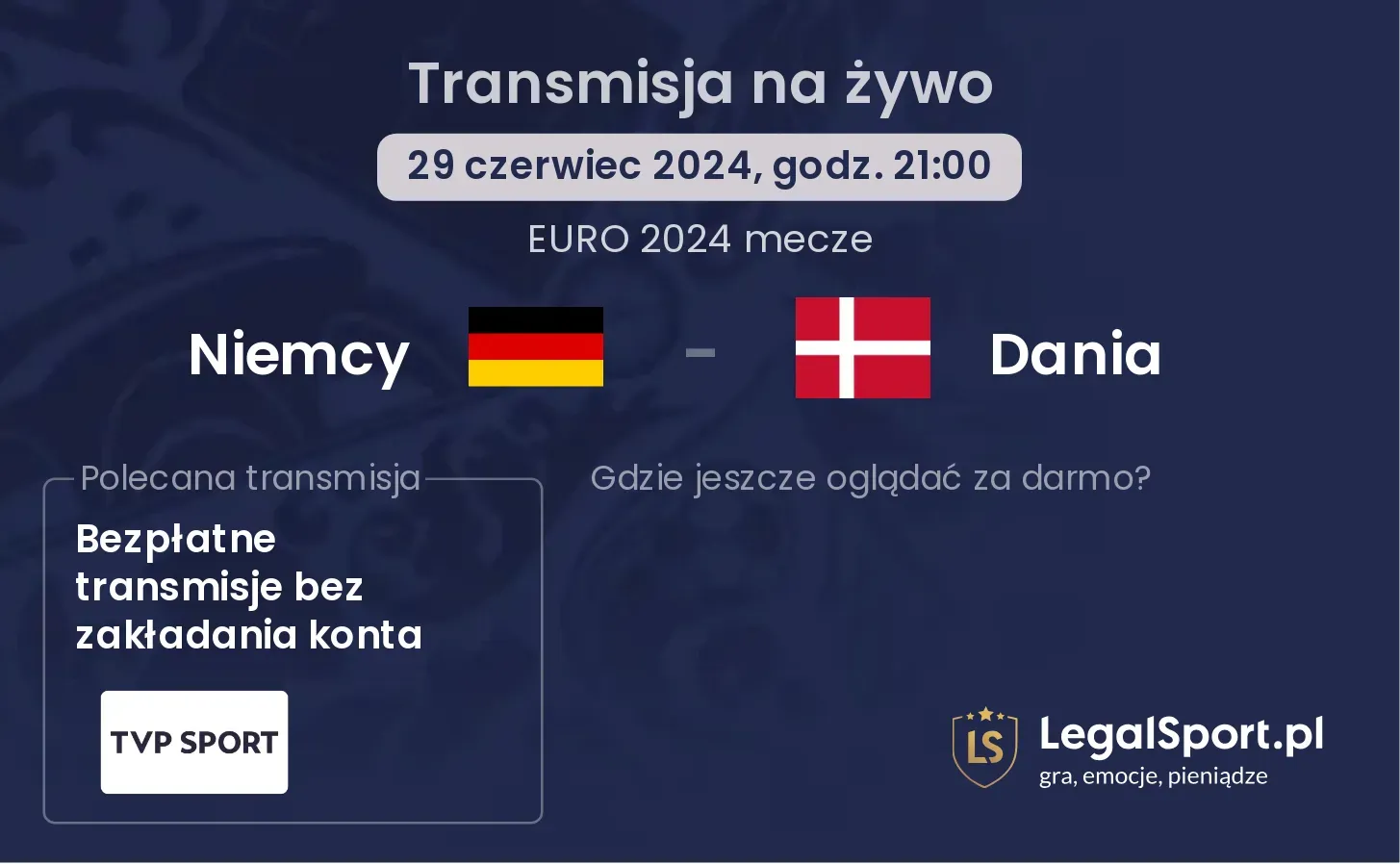 Niemcy - Dania transmisja na żywo