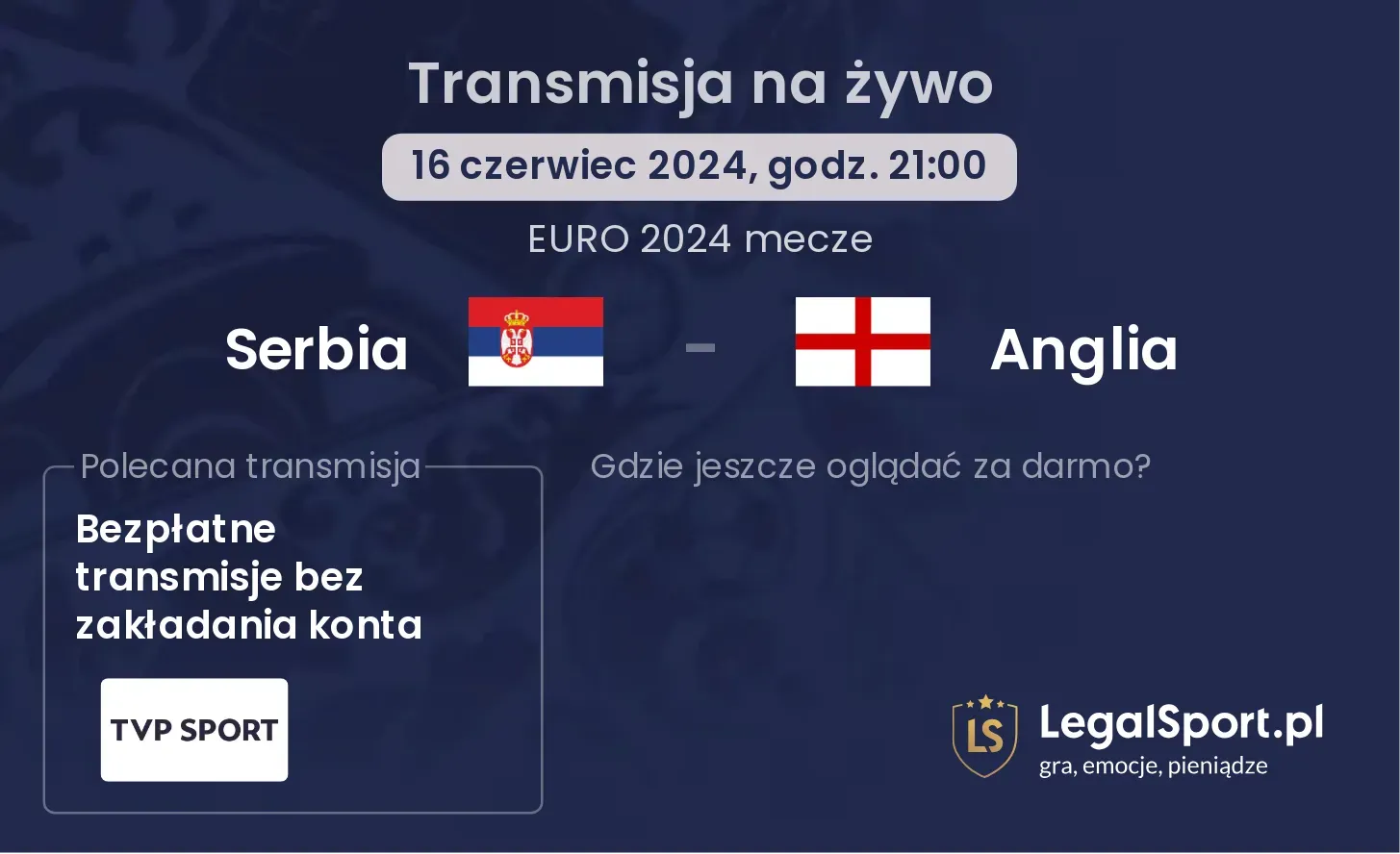 Serbia - Anglia transmisja na żywo