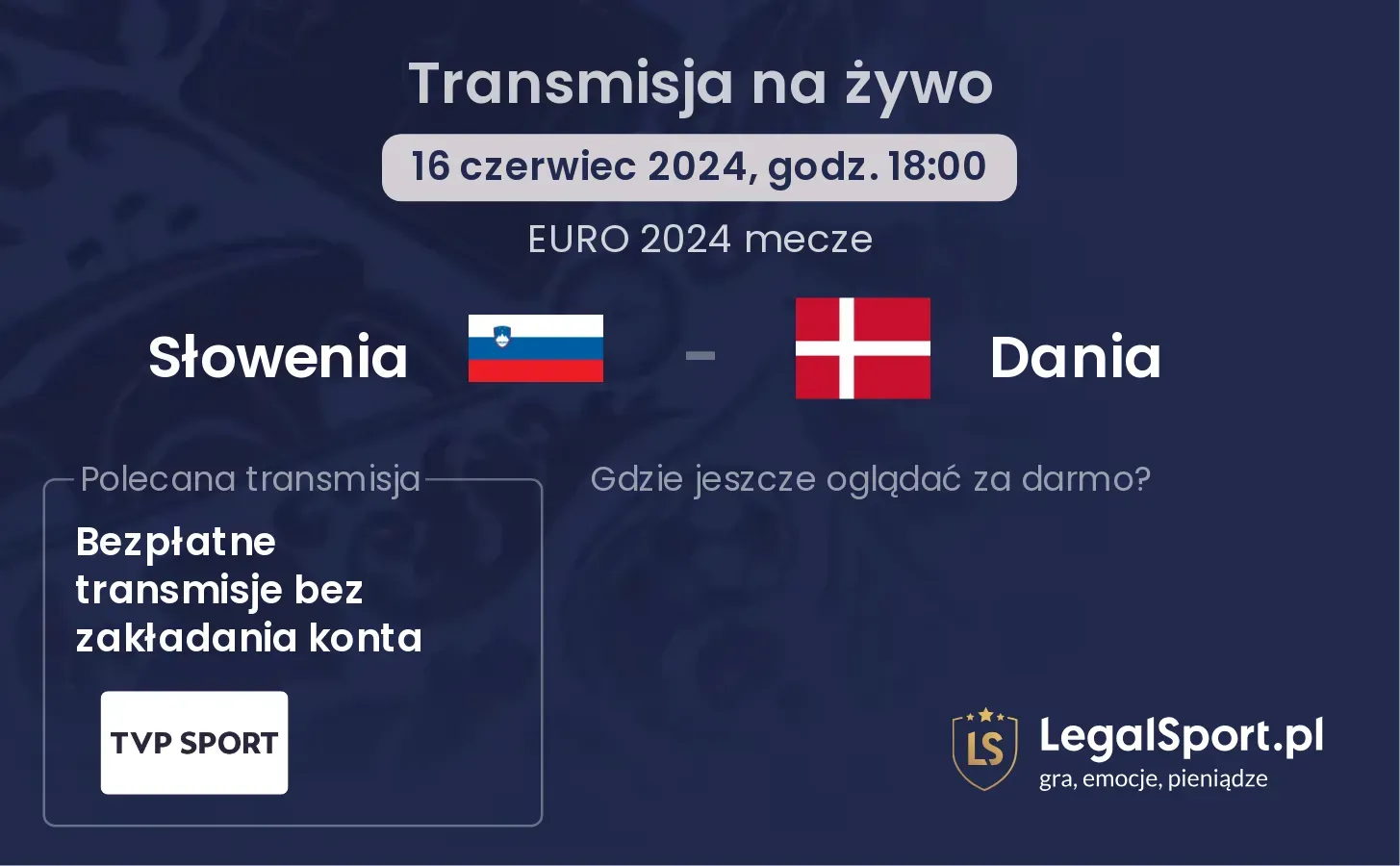 Słowenia - Dania transmisja na żywo