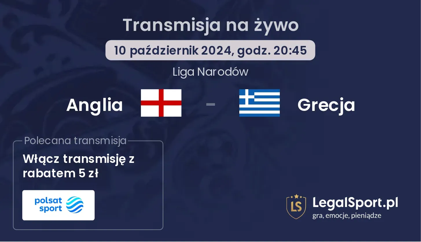 Anglia - Grecja transmisja na żywo