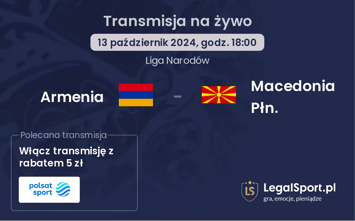 Armenia - Macedonia Płn. transmisja na żywo