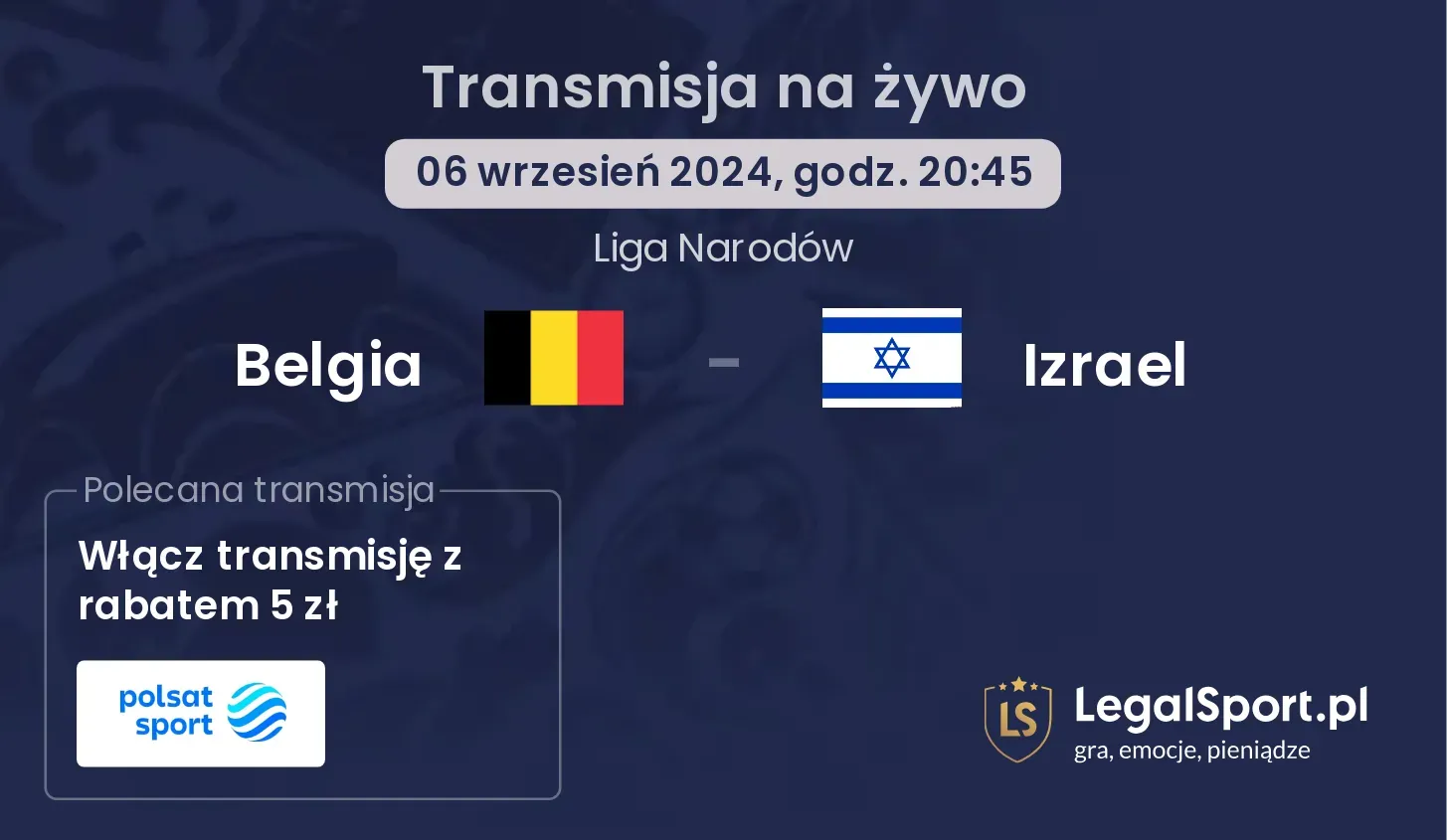 Belgia - Izrael transmisja na żywo