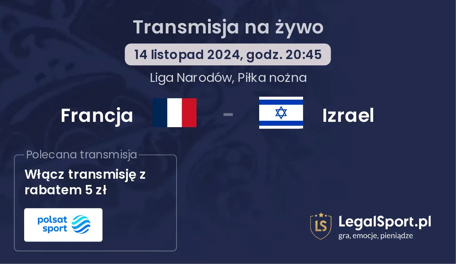 Francja - Izrael transmisja na żywo