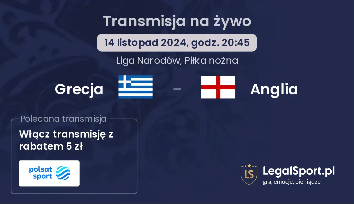 Grecja - Anglia gdzie oglądać? 14.11, godz. 20:45