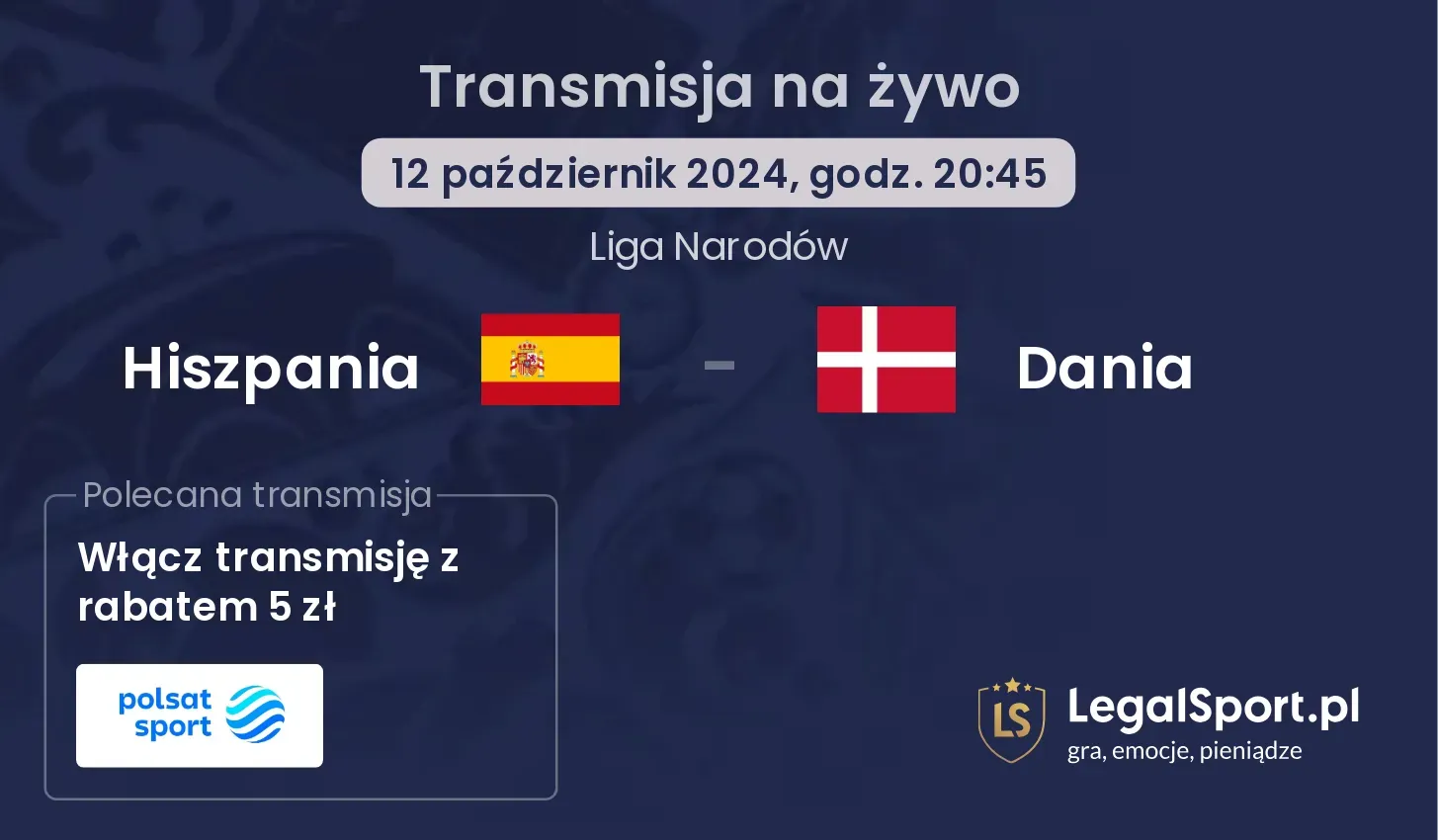 Hiszpania - Dania transmisja na żywo