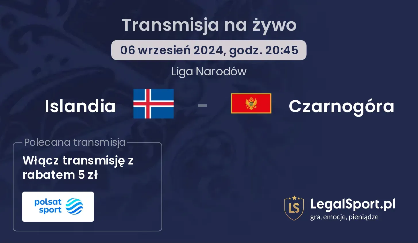 Islandia - Czarnogóra transmisja na żywo