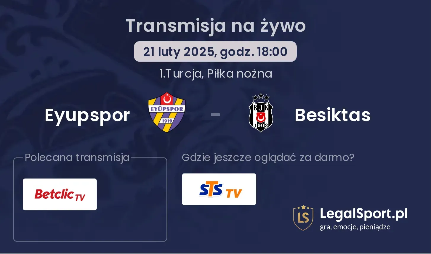 Eyupspor - Besiktas transmisja na żywo