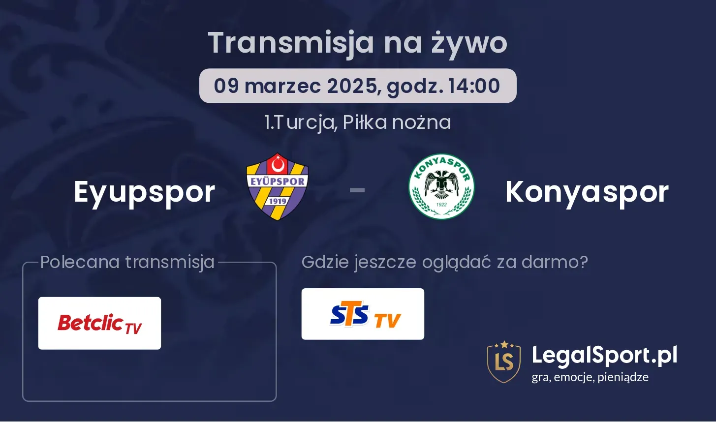 Eyupspor - Konyaspor transmisja na żywo