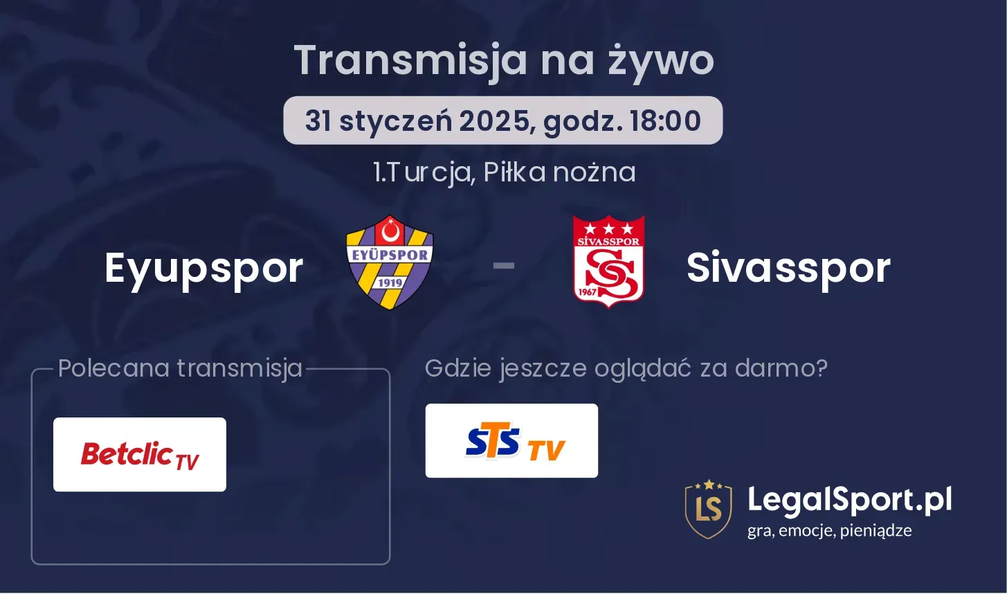 Eyupspor - Sivasspor transmisja na żywo