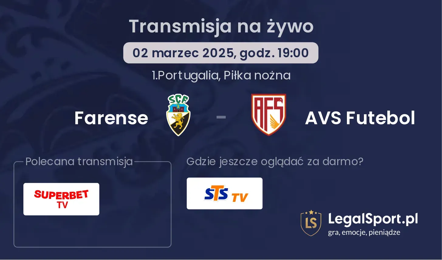 Farense - AVS Futebol transmisja na żywo