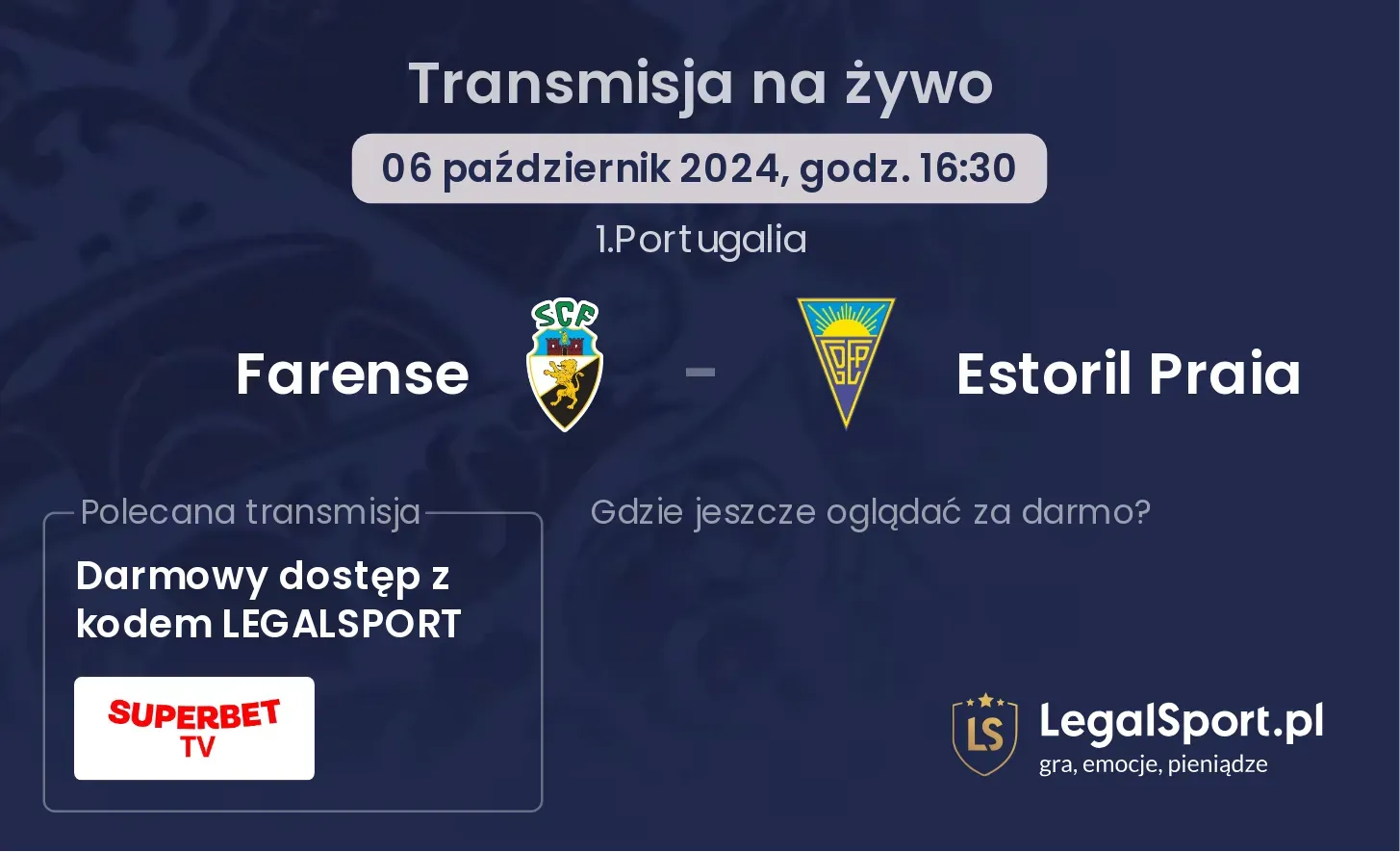 Farense - Estoril Praia gdzie oglądać? 06.10, godz. 16:30