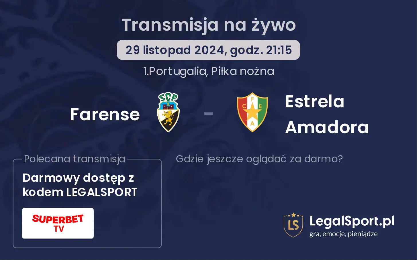 Farense - Estrela Amadora transmisja na żywo