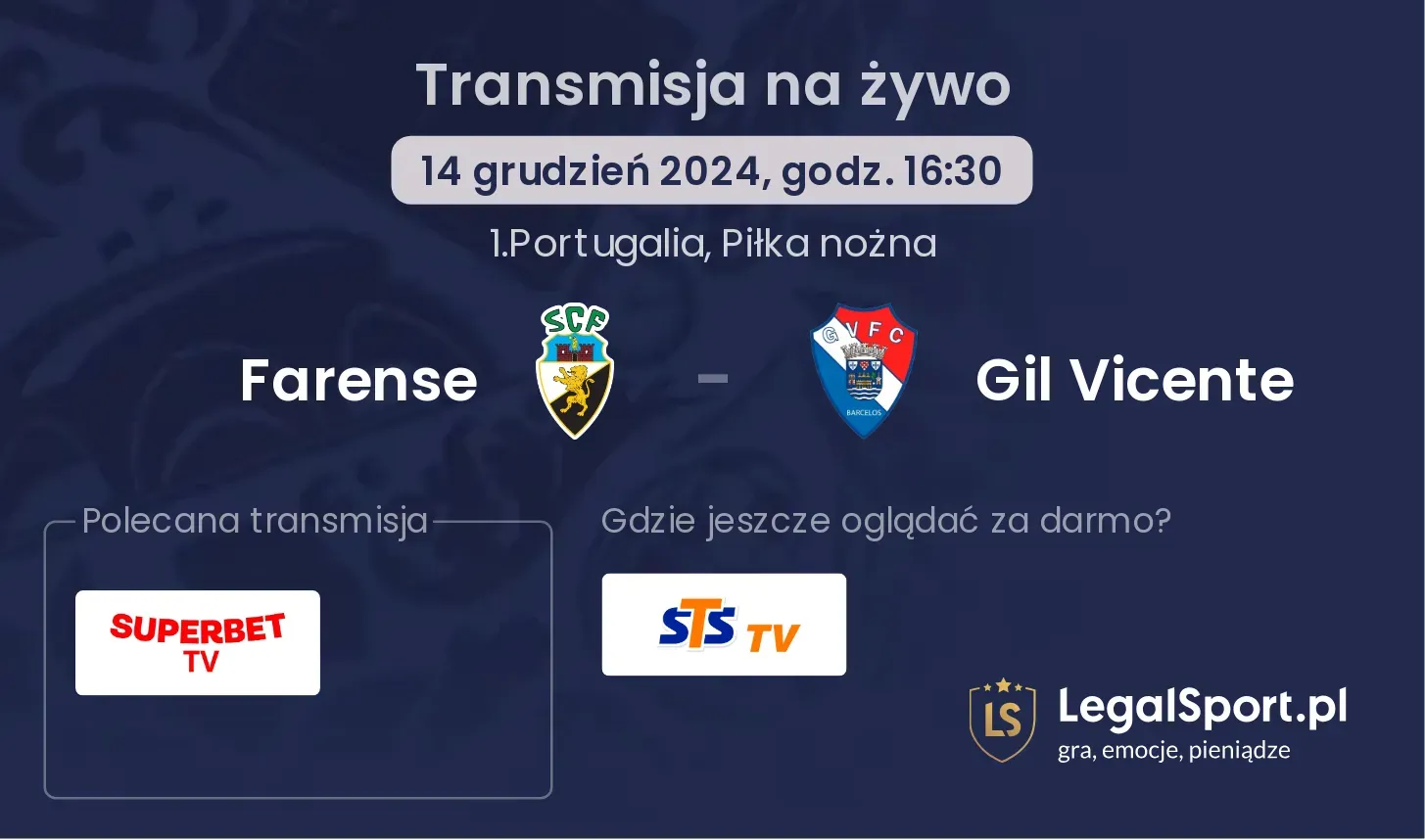 Farense - Gil Vicente transmisja na żywo