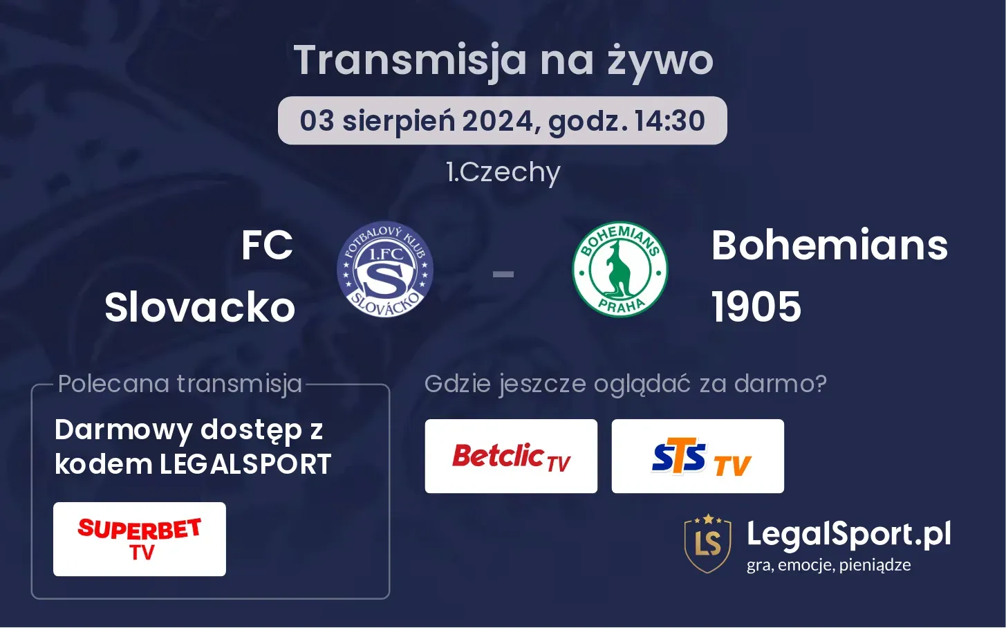 FC Slovacko - Bohemians 1905 transmisja na żywo