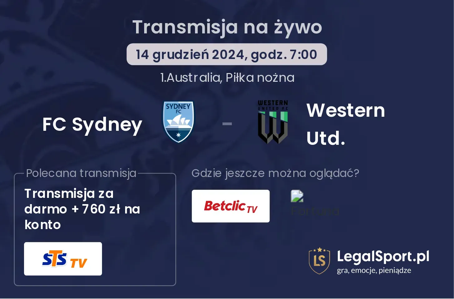 FC Sydney - Western Utd. transmisja na żywo