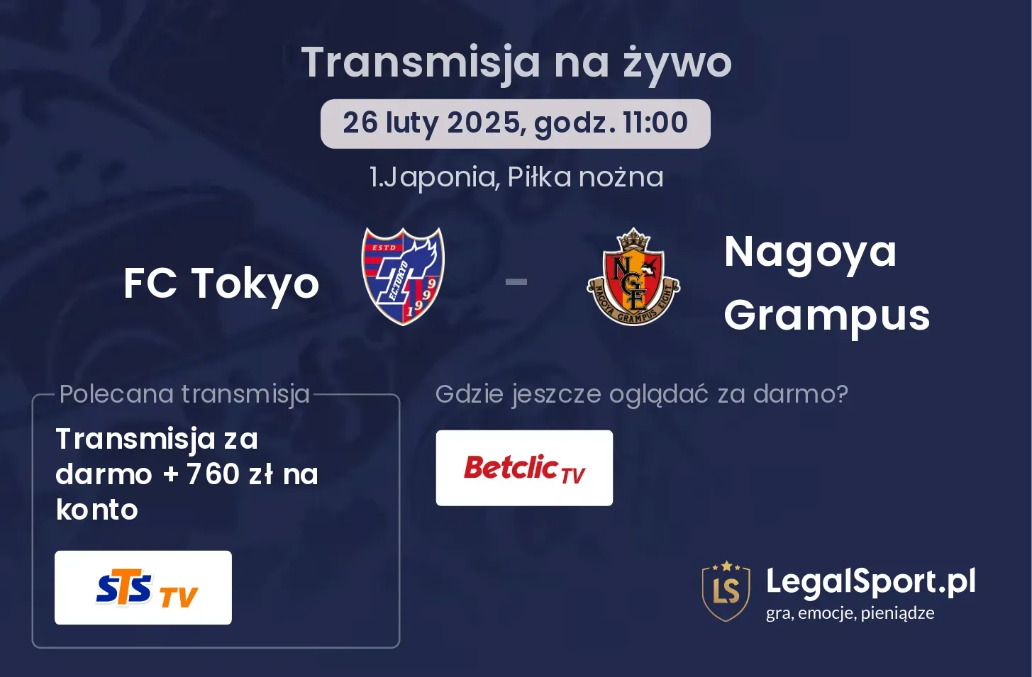 FC Tokyo - Nagoya Grampus gdzie oglądać transmisję?