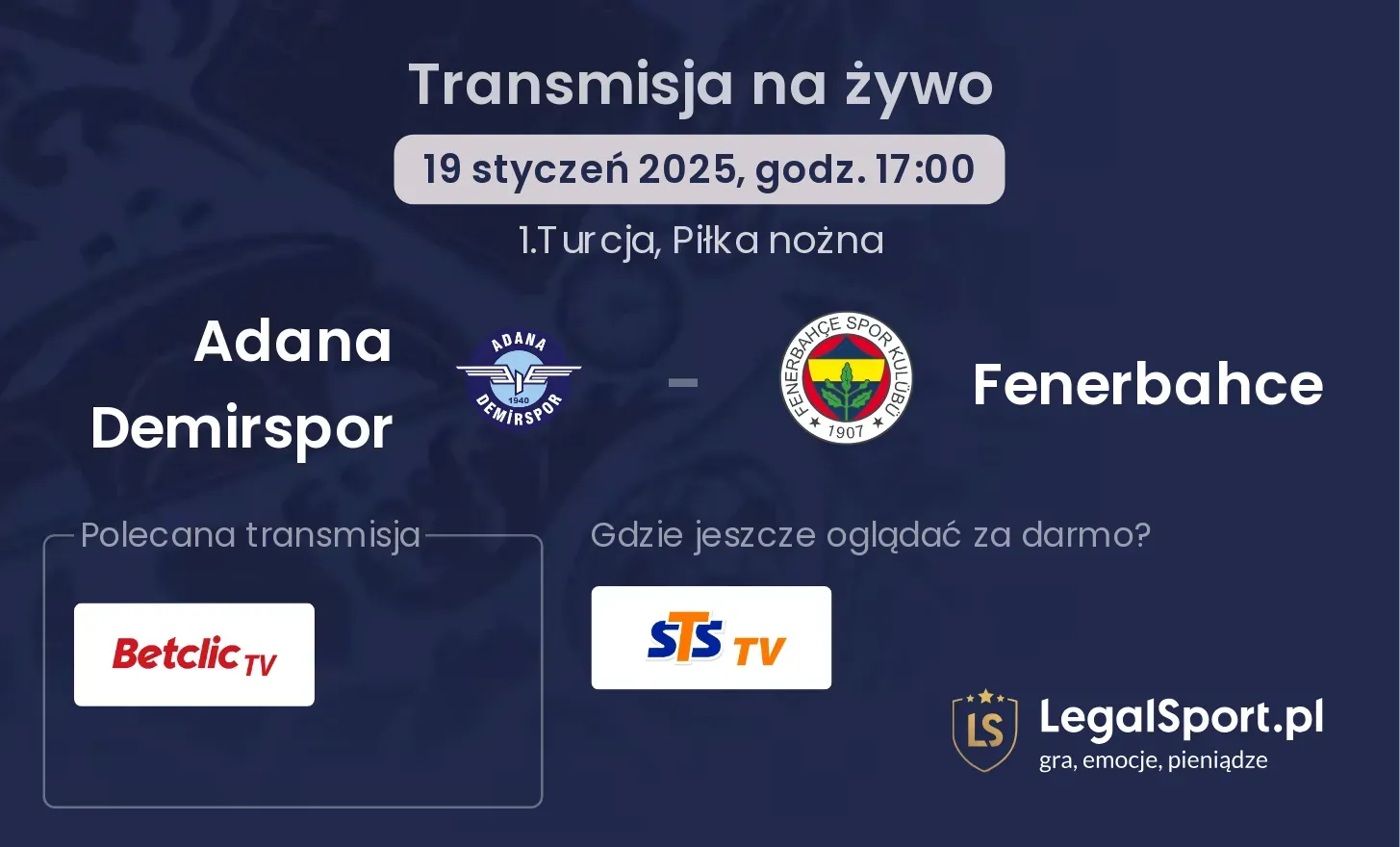 Adana Demirspor - Fenerbahce gdzie oglądać?