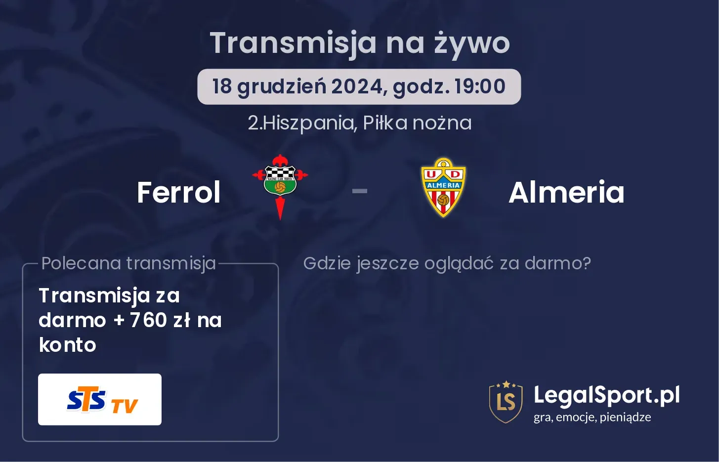 Ferrol - Almeria transmisja na żywo