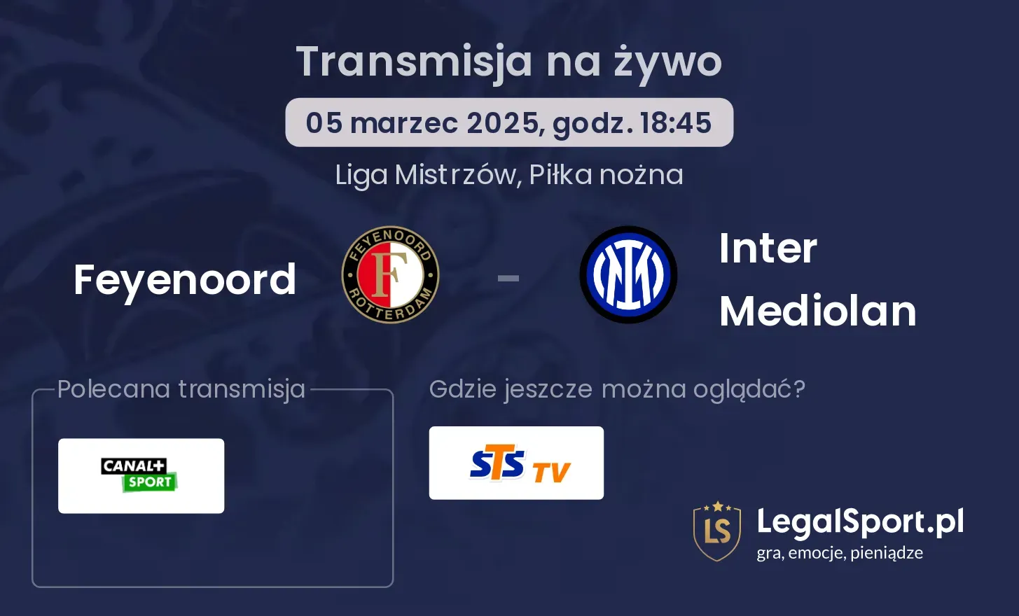 Feyenoord - Inter Mediolan transmisja na żywo