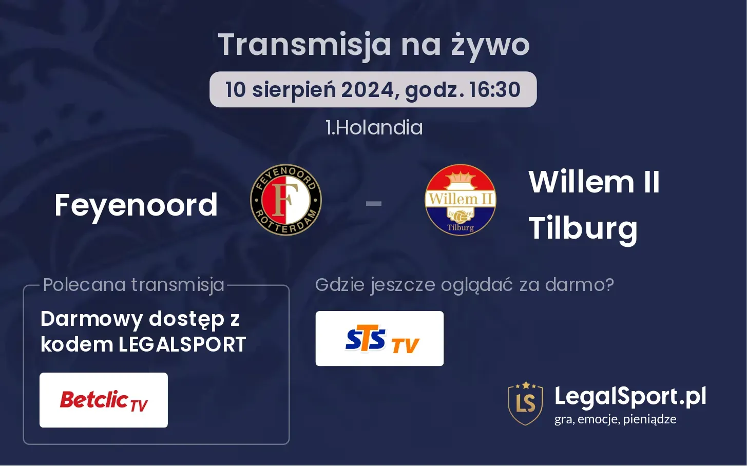 Feyenoord - Willem II Tilburg transmisja na żywo